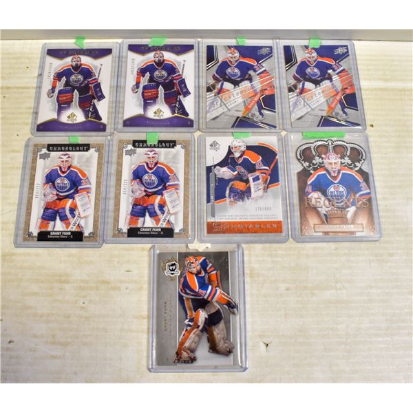 9 GRANT FUHR HOCKEY CARDS, ALL NUMBERED