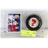 GUY LAFLEUR SIGNED HOCKEY PUCK AND CARD IN STAND