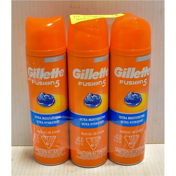 3 PACK GILLETTE FUSION ULTRA MOISTURIZING SHAVE