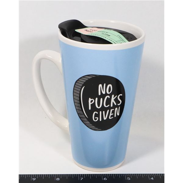 NEW NO PUCKS GIVEN CERAMIC MUG WITH LID