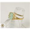 Image 2 : 10 KT YELLOW GOLD EMERALD AND DIAMOND RING SZ 6