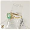 Image 2 : 10 KT YELLOW GOLD EMERALD AND DIAMOND RING SZ 7
