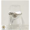 Image 1 : 14KT WHITE GOLD DIAMOND SOLITAIRE RING SZ 5 3/4