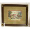 Image 1 : PAIR OF FRAMED VINTAGE FOX HUNTING ART 15.5" X 18"