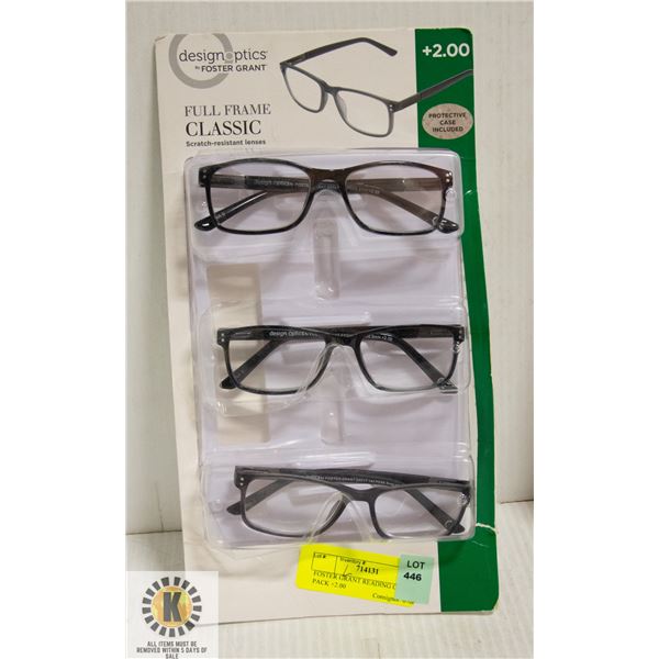 FOSTER GRANT READING GLASSES 3 PACK +2.00