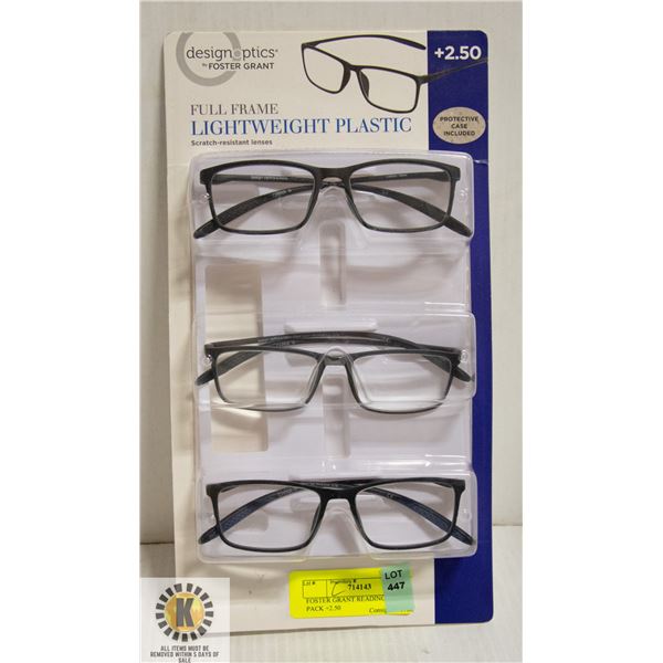 FOSTER GRANT READING GLASSES 3 PACK +2.50