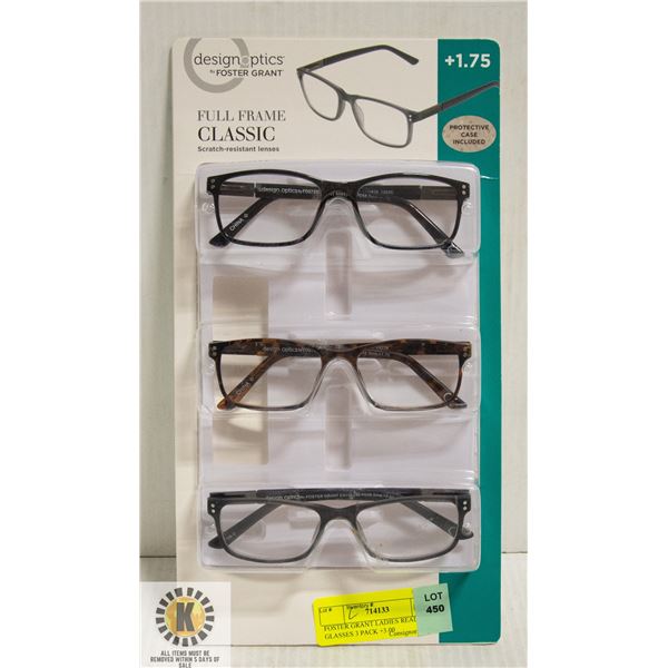 FOSTER GRANT LADIES READING GLASSES 3 PACK +3.00