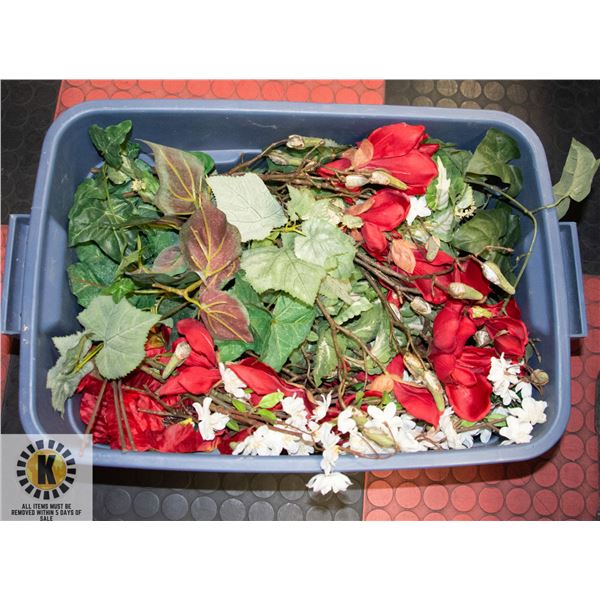 TOTE FULL OF ARTIFICIAL FLOWERS & PLANTS