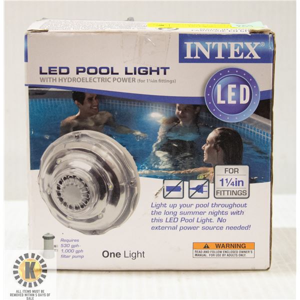 INTEX LED POOL LIGHT POWERED BY HYDRO ELECTRIC