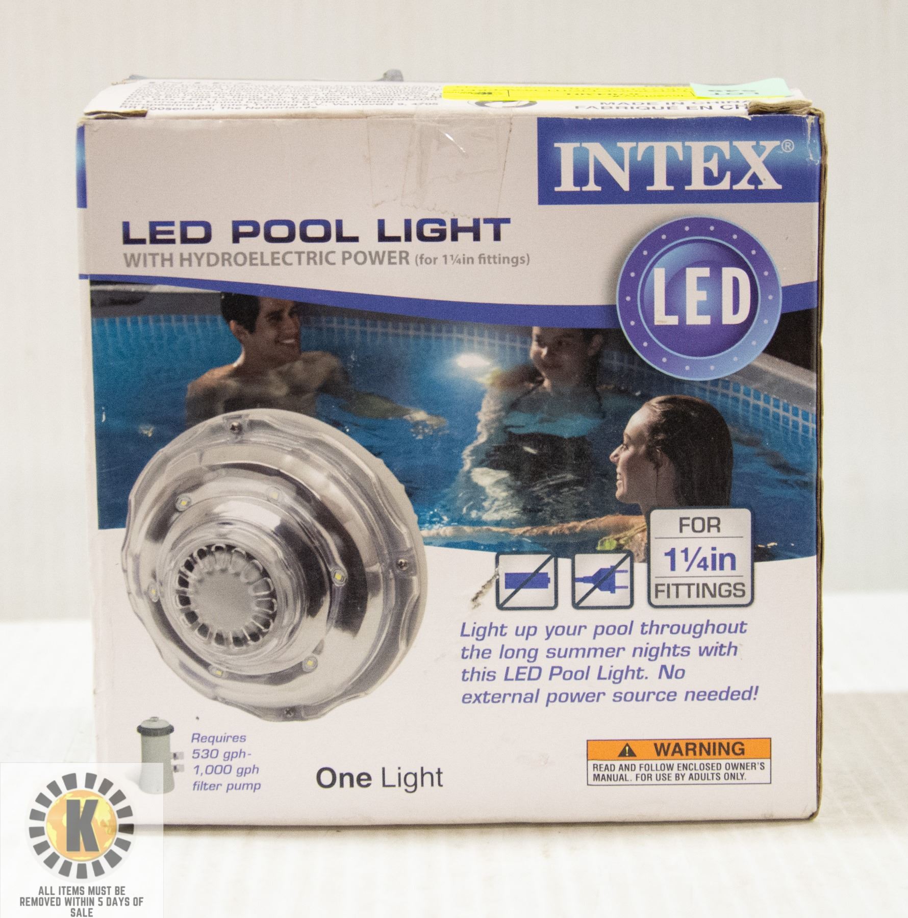 INTEX LED POOL LIGHT POWERED BY HYDRO ELECTRIC