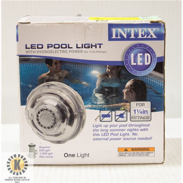 INTEX LED POOL LIGHT POWERED BY HYDRO ELECTRIC