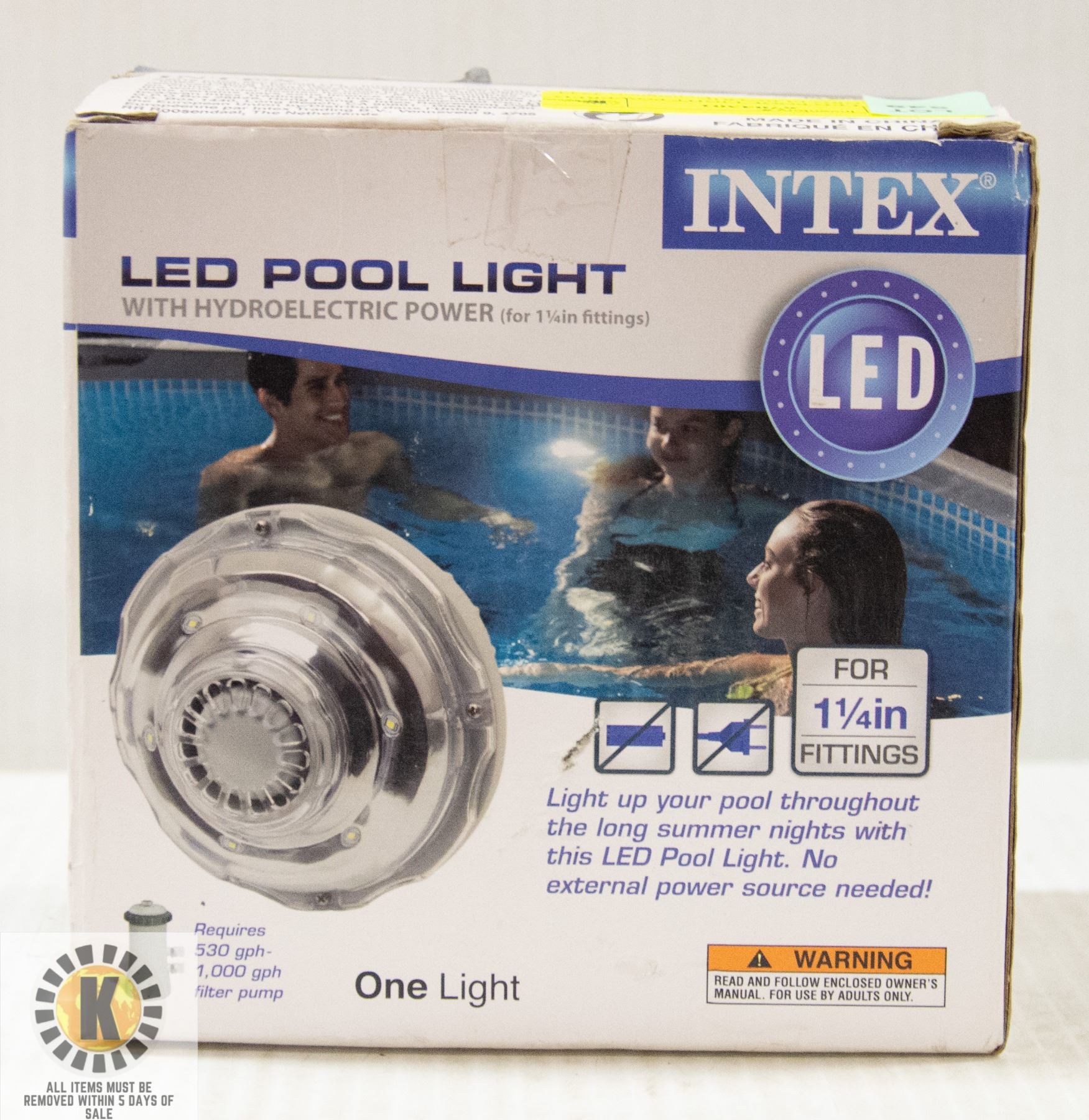 INTEX LED POOL LIGHT POWERED BY HYDRO ELECTRIC