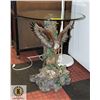 Image 1 : EAGLE W/BABIES GLASS TOP SIDE/END LIVINGROOM TABLE