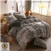 Image 1 : PLUSH SHAGGY TWIN SZ DUVET COVER IN DARK GRAY