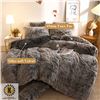 Image 2 : PLUSH SHAGGY TWIN SZ DUVET COVER IN DARK GRAY