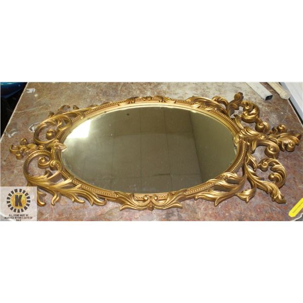 GOLD TONE VINTAGE MIRROR 16" X 32"