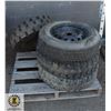 Image 1 : PALLET WITH UNIVERSAL SPARE TIRE, AND 4 FORKLIFT