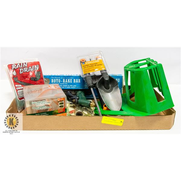 FLAT OF LAWN + GARDEN TOOLS