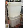 Image 1 : LOT OF 2 ROLLING STORAGE TOTES WITH SNAP LOCKING