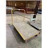 Image 2 : LARGE YELLOW METAL/WOOD 4 WHEEL FLAT DECK PRODUCT CART