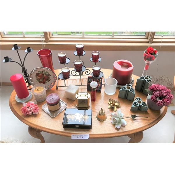 Large Assorted Candles and Holders, Unicorn Box with Paper and Pen, Clock, Italian Aita Flower from 