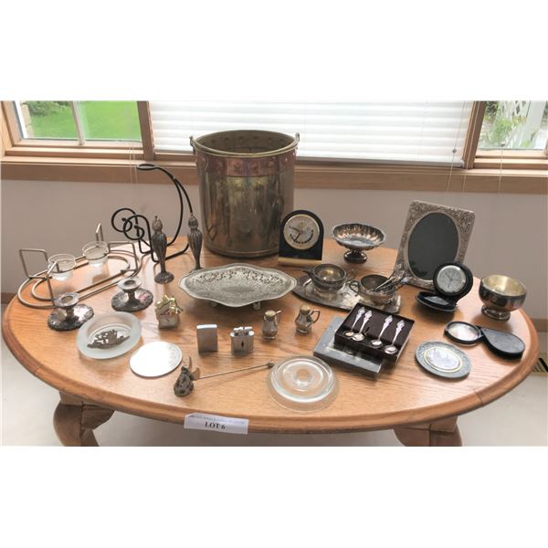 Zippo Lighter and Ronson Lighter, Assorted Plated Candle Holders, Dishes, Spoons, Bowls, salt and Pe