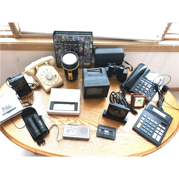 Mini TV, 60 Greatest Old Time Hits of the 20th Century Cassettes, Eaton and Bushnell Binoculars, Min