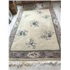 Image 1 : Floral Rose Green Purple and Ivory Rectangular Throw Rug ( Some Stains)