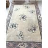 Image 2 : Floral Rose Green Purple and Ivory Rectangular Throw Rug ( Some Stains)