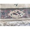 Image 4 : Floral Rose Green Purple and Ivory Rectangular Throw Rug ( Some Stains)