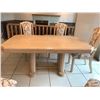 Image 3 : Beautiful Solid White Oak Kitchen Table with 6 Upholstered Chairs (Ivory, Plum, Sage Green and Raspb
