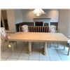 Image 4 : Beautiful Solid White Oak Kitchen Table with 6 Upholstered Chairs (Ivory, Plum, Sage Green and Raspb