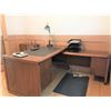 Image 8 : Office Set: L Shaped Wood Desk, Credenza, 2 Computer Chairs on Casters, Desk Lamp, Marble Pen Set, C