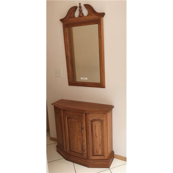 Wood Hall Table and Decorative Mirror
