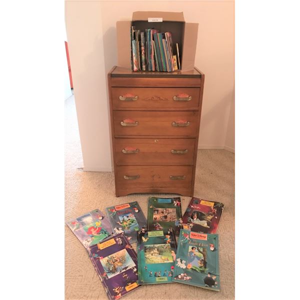 4 Drawer Dresser, 7 Walt Disney Tormont Books, Assortment of Children's Books
