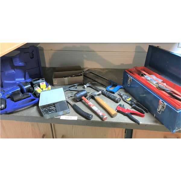 Companion Drill 14.4 Volts, Mallets, Hammers, Saw, Toolbox & Drillbits
