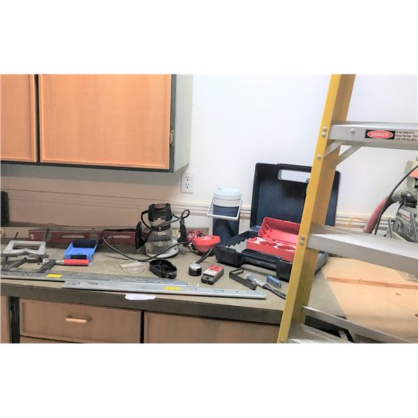 6 FT Davidson Ladder, Craftsman Router, 2 28" Drawer Slides, Tire Pressure Gauge, 2 Levels, Clamp, S