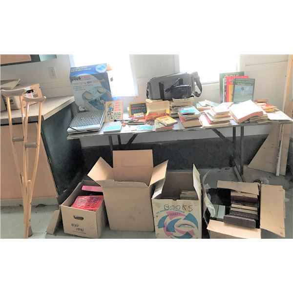 Large Assortment of Vintage Books, ObusForme Massaging Spa Foot Bath, Foot Masseur, JVC Compact VHS 