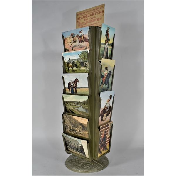 Antique Postcard Display Rack and Cards