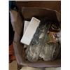 Image 2 : BOX AND 2 TRAYS OF PLANTER POTS, DECORATIONS, NECK MASSAGER HEAT PAD, AIR CASTS