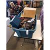 Image 1 : TOTE OF TOOLS, SAWS, SHOP SUPPLIES, HARDWARE ORGANIZER