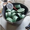 Image 2 : BASKEY OF DRAIN COVERS WITH BUCKET OF WATER PUMP CAPS AND 2 DOLLIES