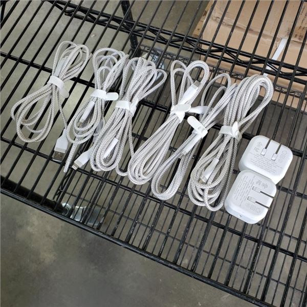 6 AS NEW TYPE C TO APPLE IPHONE FAST CHARGE CORDS AND 2 WALL CHARGING BLOCKS