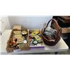 Image 1 : 3 TRAYS OF COLLECTIBLES, BOOKENDS, CALCULATORS, BRASS DOLPHINS, ETC