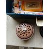 Image 2 : TACKLE BOX W/ 2 VINTAGE FLY REELS, NEW LURES, FLIES, ETC
