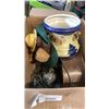 Image 2 : ANTIQUE MANTLE CLOCK, PLANTER STAND, POTTERY TEAPOT, VINTAGE SMOKEY THE BEAR HAT