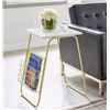 Image 1 : 16 INCH SIDE TABLE WITH WIRE RACK - WHITE FAUX MARBLE, IN BOX, RETAIL $99