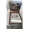 Image 2 : TOTE OF ART GLASS, COLLECTIBLES, VINTAGE SHAVING MUGS, DECANTER, SILVER PLATED FLOWER VASE WITH GLAS