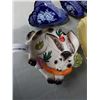 Image 2 : 2 CARLTON WARE DISHES, FITZ AND FLOYD SPOTTED RABBIT DISH AND 3 HAND PAINTED DISHES