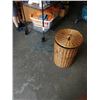 Image 1 : WICKER HAMPER AND METAL PLANTER STAND